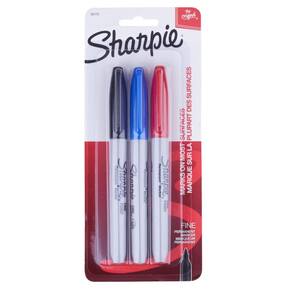 Marcador Permanente Ponta Fina com 3 Cores Sharpie