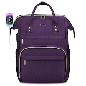 Mochila para laptop LOVEVOOK para mulheres de 15,6" impermeável roxa escura