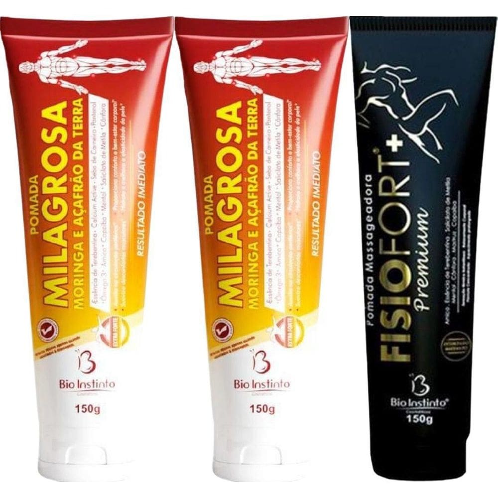 Kit 2 Pomada Milagrosa 150G + 1 Pomada Fisiofort Premium