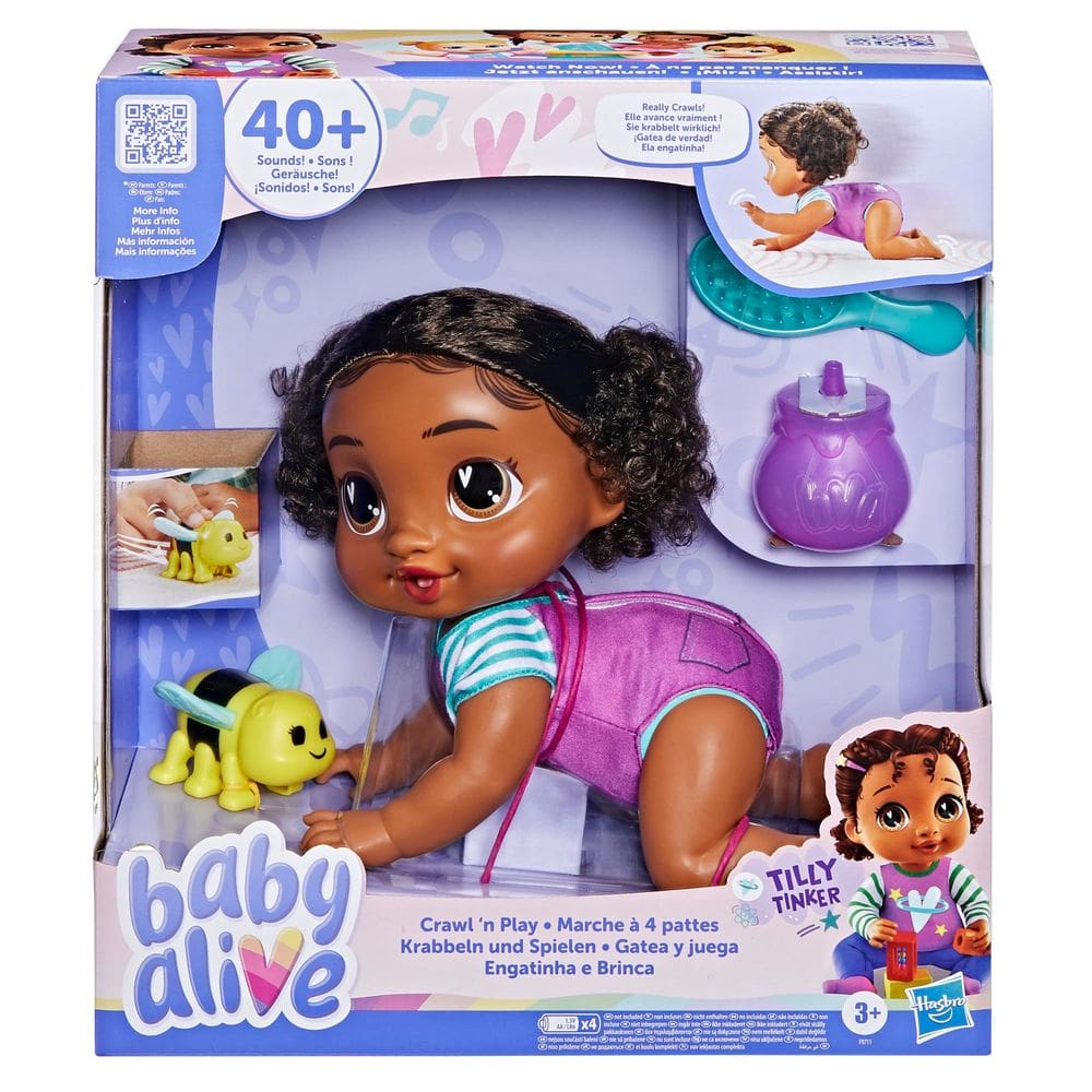 Boneca eletrônica rastejante Baby Alive Crawl `n Play Tilly Tinker