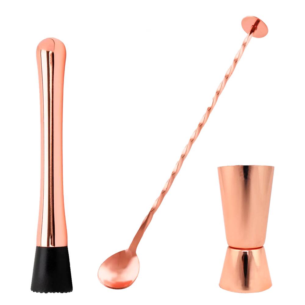 Kit Bar Iniciante 7 Bartender 3 Peças Rosê