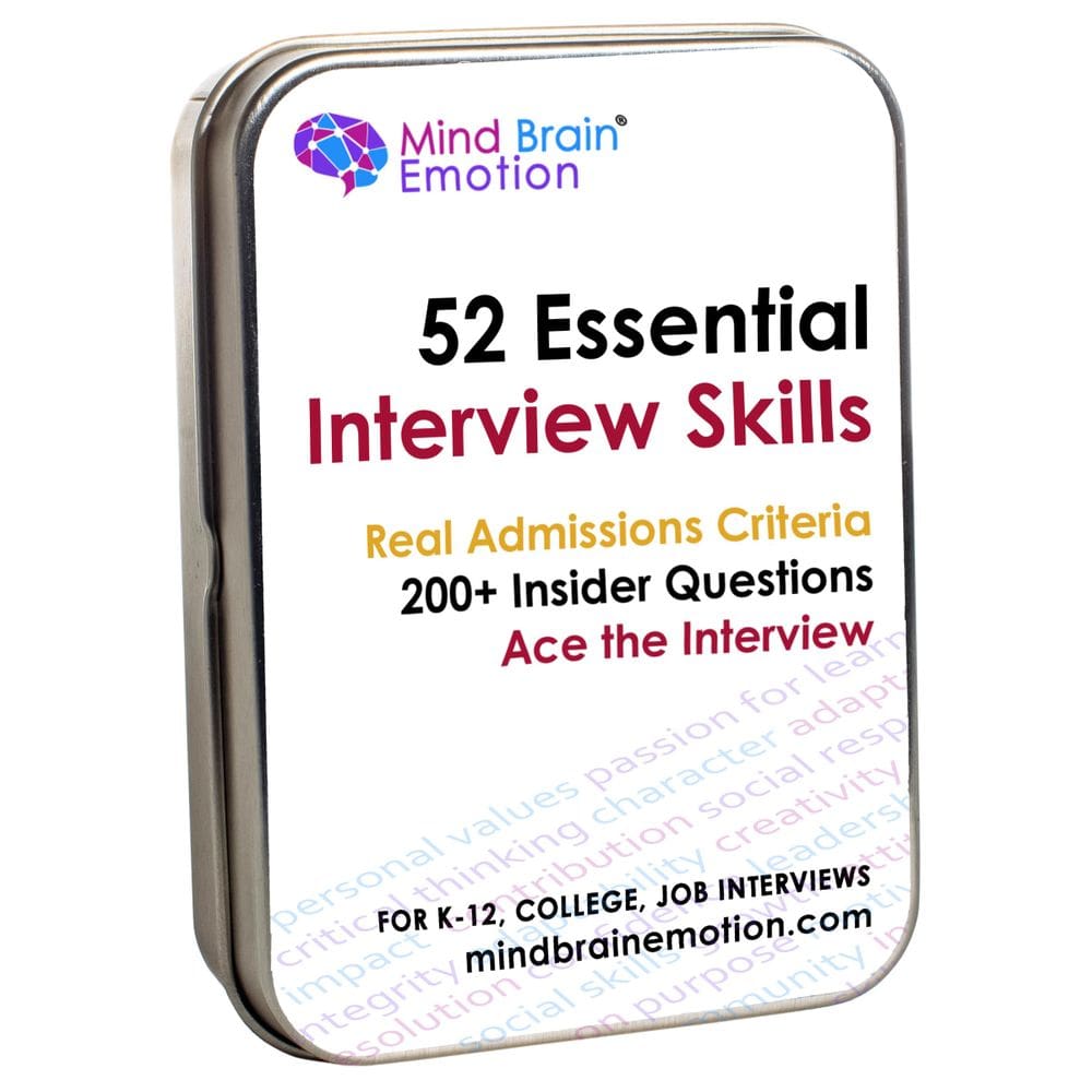 Jogo de cartas de habilidades de entrevista Mind Brain Emotion com vídeos