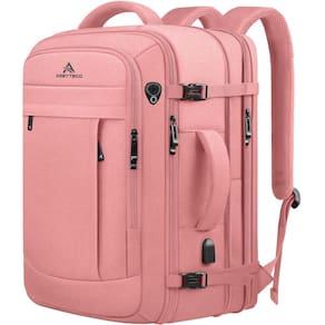 Mochila de viagem para laptop AREYTECO 50L resistente à água rosa