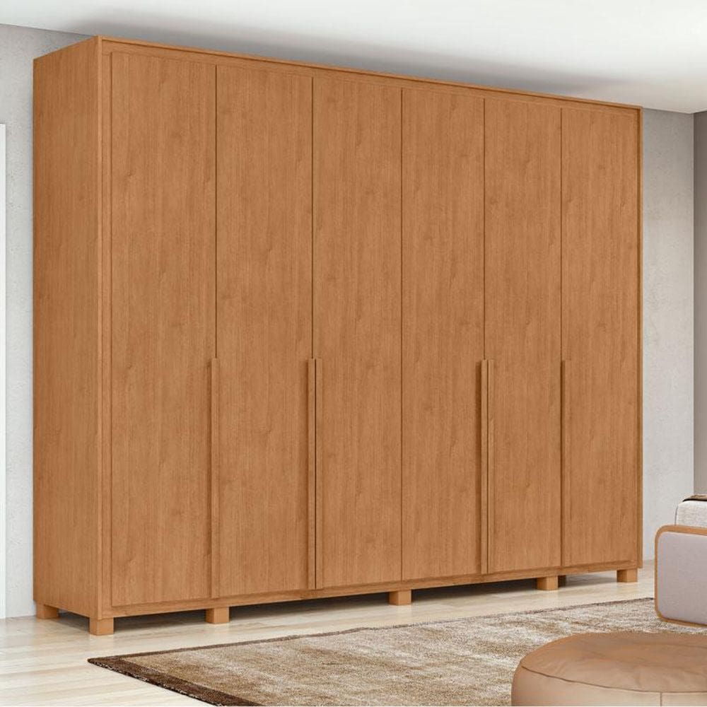 Guarda Roupa Casal Ambiente Imperatore 3 Portas Amêndoa Clean com Pés - Lopas