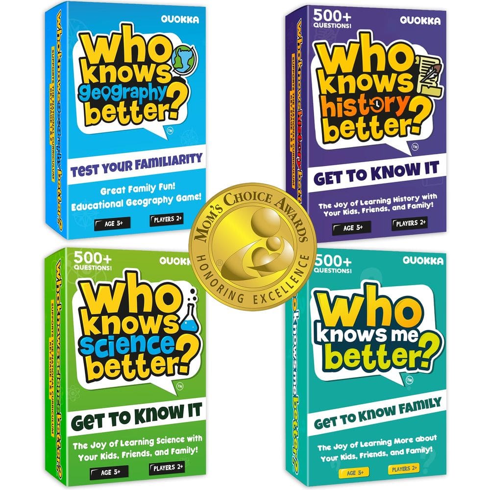 Family Card Trivia Game QUOKKA Quem sabe melhor? 4 em 1