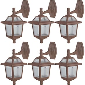 Kit 6 Luminárias de Parede Vintage Retrô Marrom Arandelas de Alumínio Varanda Quarto