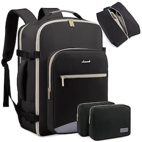 Mochila de viagem para laptop LOVEVOOK 50L impermeável 46 cm preta
