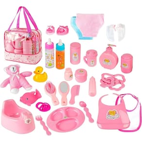Conjunto de alimentação para bonecas flash n kolor My Sweet Baby com 38 acessórios