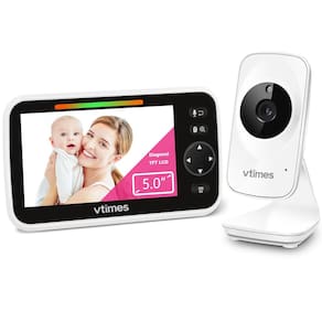 Monitor de vídeo para bebês VTimes, tela LCD de 5 polegadas, alcance de 1000 pés