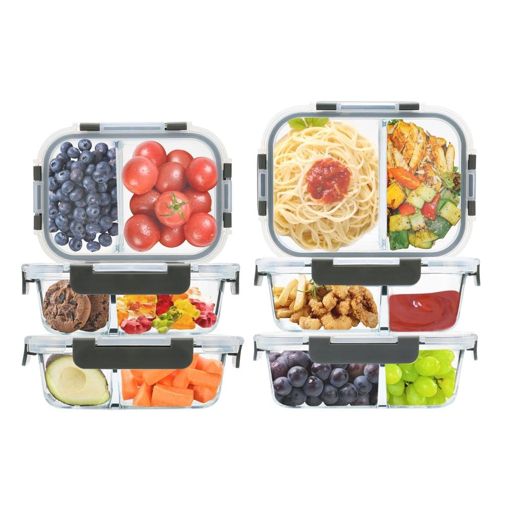 Recipientes de vidro para preparação de refeições GULFLIN 2 compartimentos 1L/750ml x6