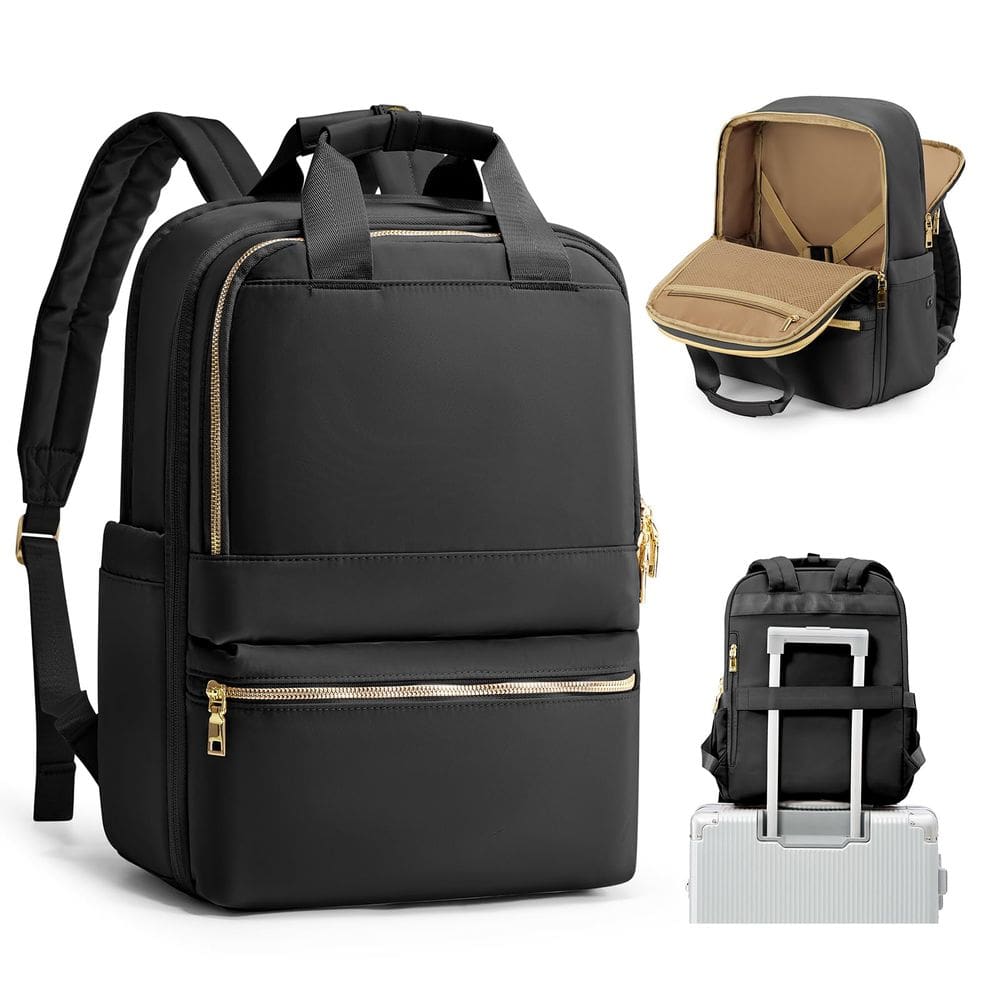 Mochila de viagem wepadre preta para mulheres à prova d`água 15,6"