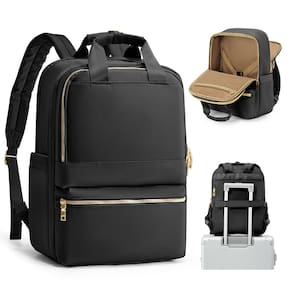 Mochila de viagem wepadre preta para mulheres à prova d`água 15,6"