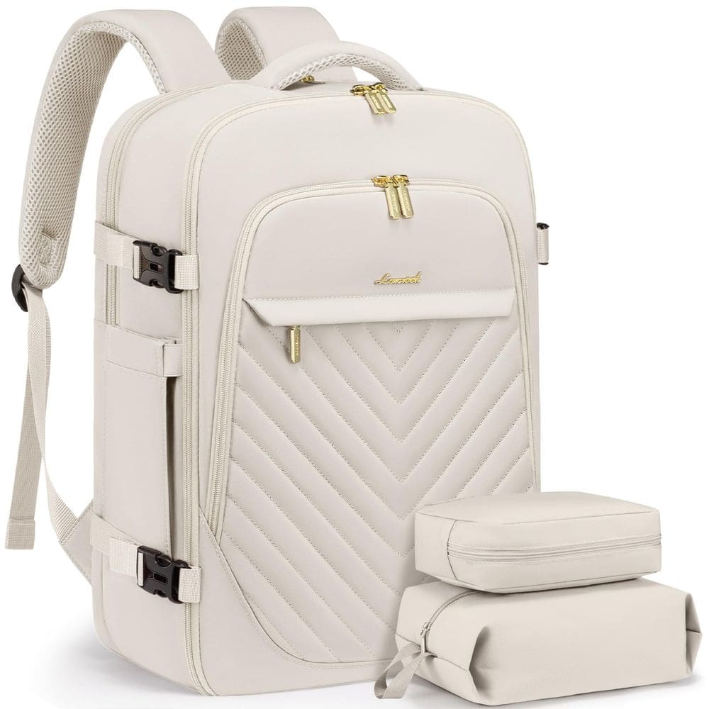 Mochila de viagem LOVEVOOK para mulheres de 40 litros com laptop 17.3 bege