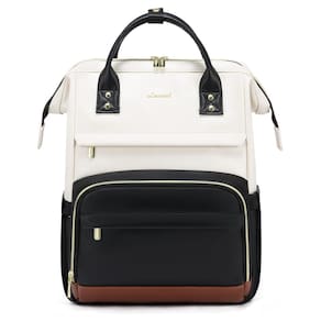 Mochila para laptop LOVEVOOK de couro de 17 polegadas para mulheres marrom