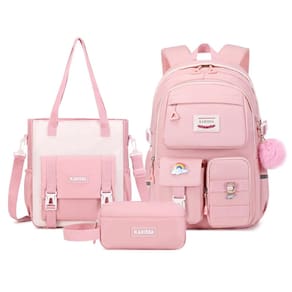 Mochila MUSEVOS Kawaii Girls for School com sacola rosa, 3 peças