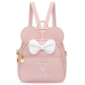 Mini mochila KKXIU Girls Initial Bowknot de couro sintético rosa