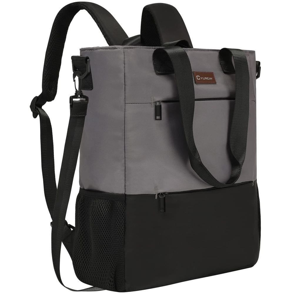 Mochila CYUREAY conversível feminina para laptop de 15,6" cinza
