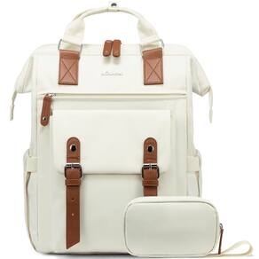 Mochila para laptop LOVEVOOK para mulheres e viagens de trabalho, 15,6", bege