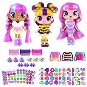 Boneca moderna DECORA GIRLZ, 5 bonecas -3 unidades B com roupas e acessórios