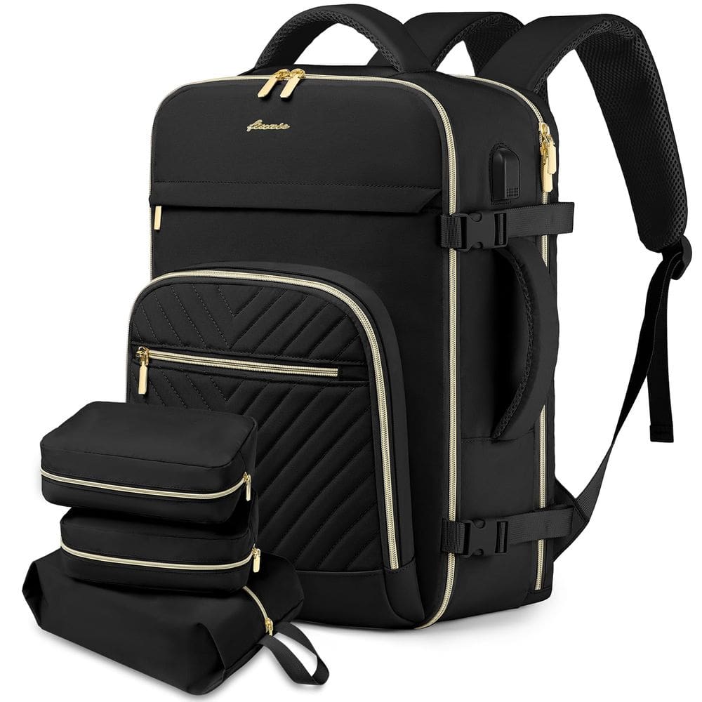Mochila de viagem FIUAIE 40L impermeável para mulheres, laptop de 17 polegadas