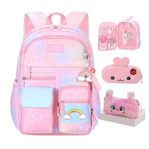 Mochila Jcobvig Rainbow para meninas e crianças, viagem escolar, rosa