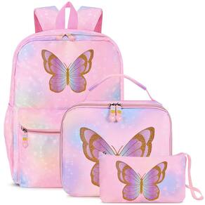 Conjunto de mochilas Cokouchyi Butterfly para meninas de 4 a 8 anos com lancheira