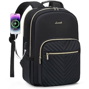 Mochila para laptop LOVEVOOK para mulheres de 18,4 polegadas impermeável preta