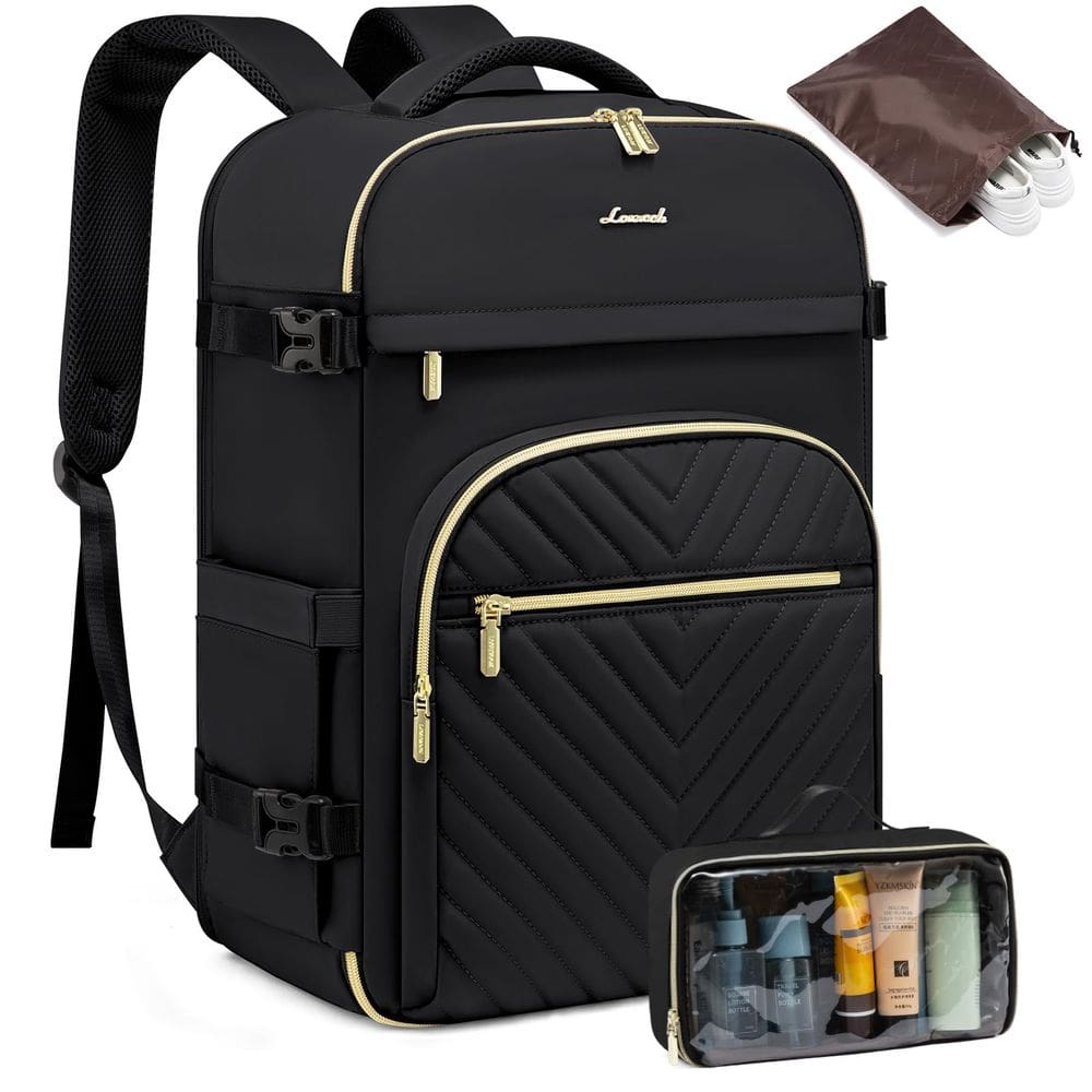 Mochila de viagem LOVEVOOK Carry On 35L impermeável preta