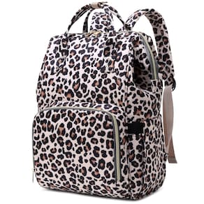 Mochila feminina Xunteny Leopard para laptop de 15,6" à prova d`água