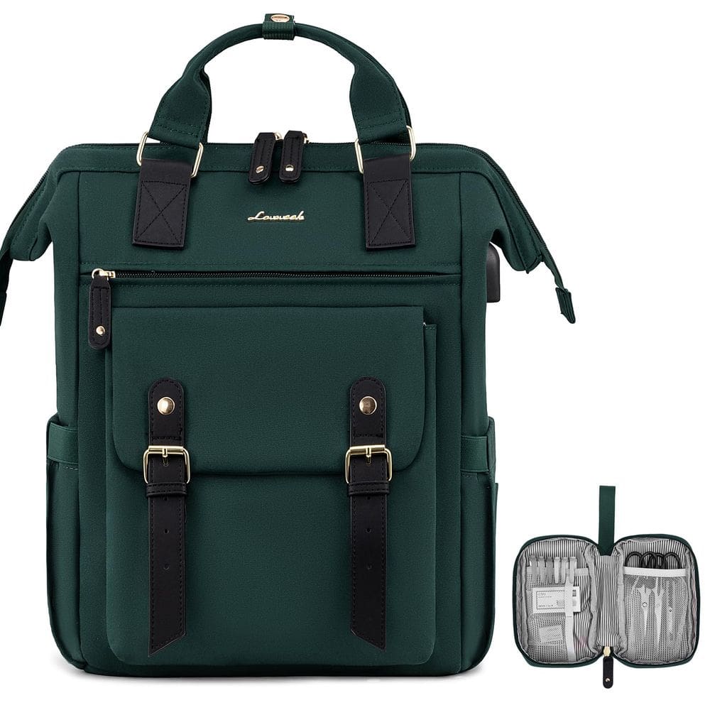 Mochila para laptop LOVEVOOK para mulheres verde escuro 15,6 polegadas