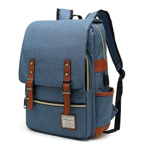 Mochila para laptop Mancio Slim Vintage 15,6" para viagens azul