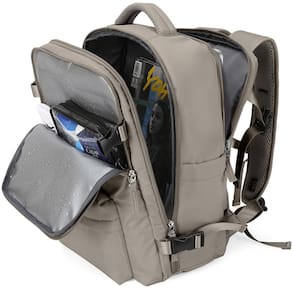 Mochila de viagem WONHOX Carry on para mulheres e homens, cinza, marrom
