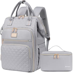 Mochila de almoço Weitars para mulheres com laptop de 15,6" cinza