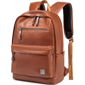 Mochila de couro para laptop weiatas para homens e mulheres marrom de 15,6 polegadas