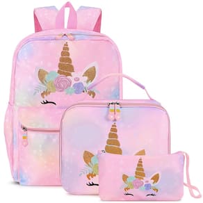 Conjunto de mochilas Cokouchyi Unicorn para meninas de 4 a 8 anos com lancheira