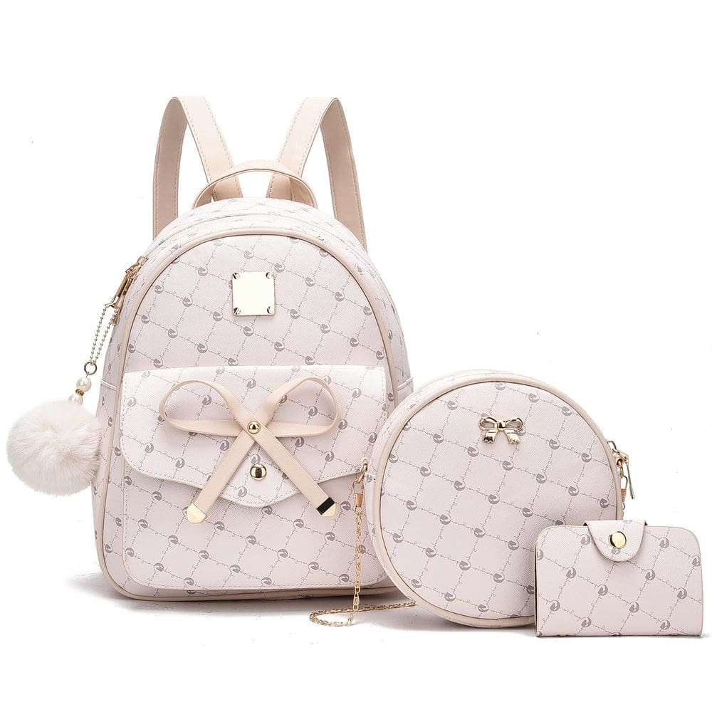 Mochila I IHAYNER Girls Bowknot Fashion Leather Beige
