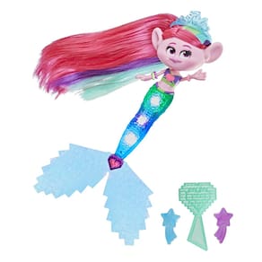 Boneca DreamWorks Trolls Techno Mermaid Poppy com cauda iluminada