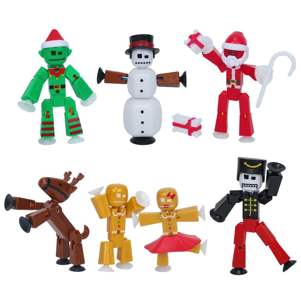 Pacote Toy Zing StikBot Christmas Crew com 7 StikBots e acessórios
