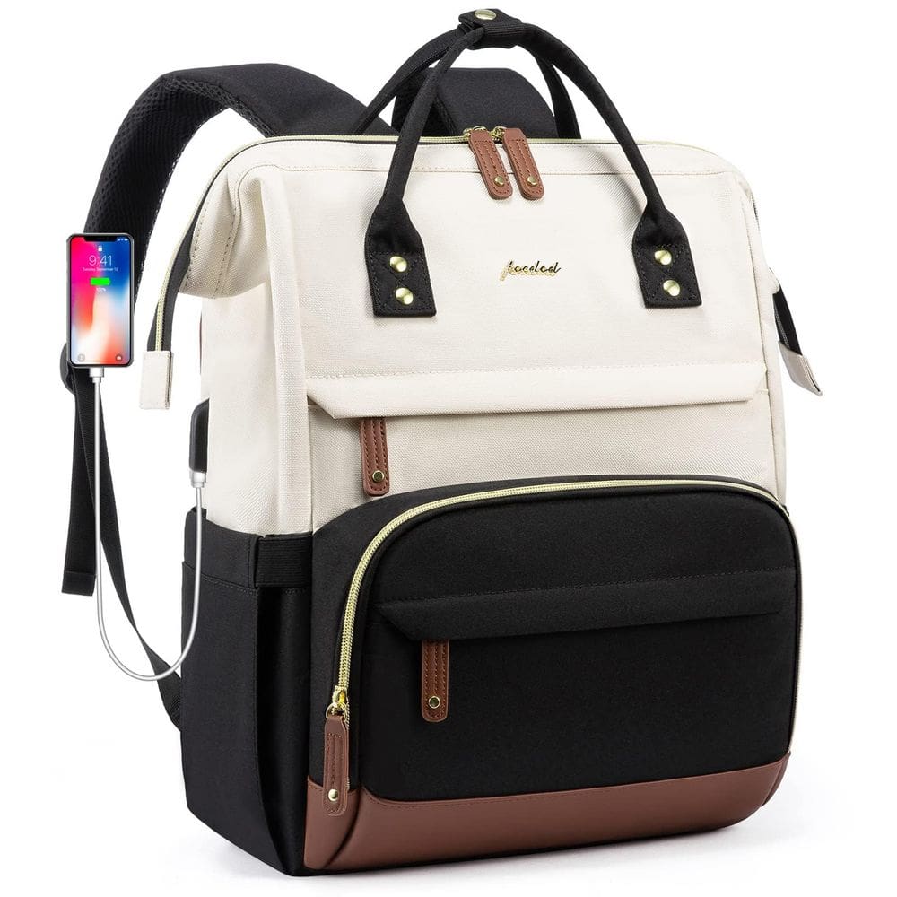 Mochila Focdod para mulheres, laptop de 17 polegadas, impermeável, preta