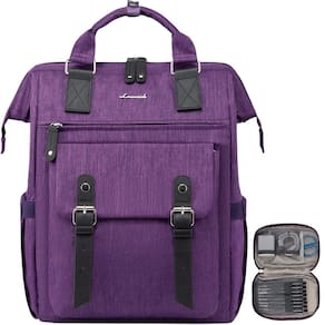 Mochila para laptop LOVEVOOK 15,6" para mulheres com porta USB roxa