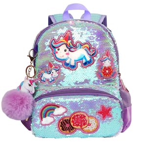 Mochila LSSAGOON Unicorn Sequins para meninas de 3 a 12 anos com presente