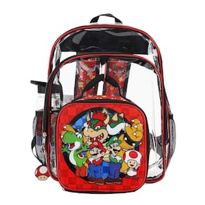 Conjunto de mochila e lancheira Super Mario Brothers com garrafa de água
