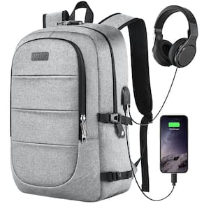Mochila para laptop AMBOR Travel 15,6-17,3" cinza anti-roubo