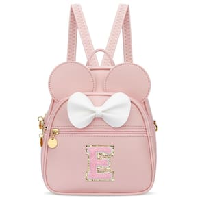 Mini mochila KKXIU Girls Initial Bowknot de couro sintético rosa
