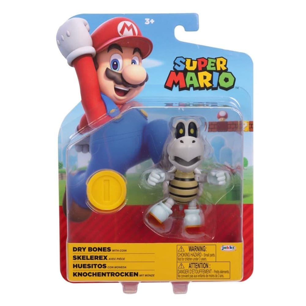Boneco de ação Super Mario Dry Bones com moeda de 10 cm ou mais de 3 anos