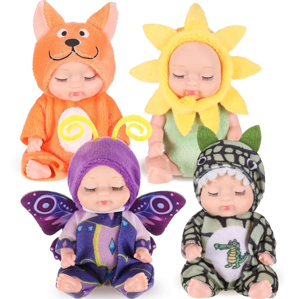 Mini bonecas Hanaive de 11 cm com roupas de animais, 4 peças de presente para crianças