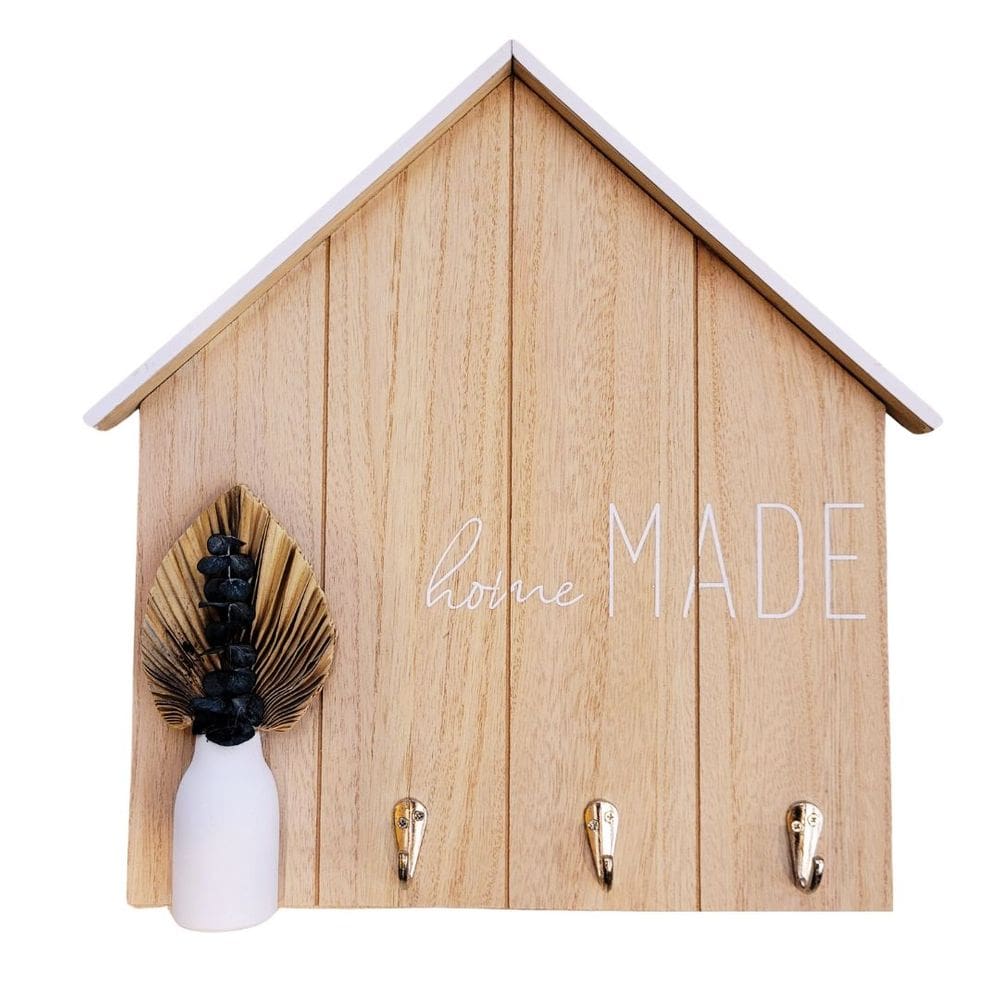 Gancho Decorativo Porta Chaves Rústico Madeira Vaso 3D 35cm x 30cm - Tuut