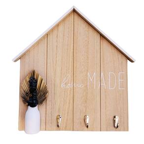 Gancho Decorativo Porta Chaves Rústico Madeira Vaso 3D 35cm x 30cm - Tuut