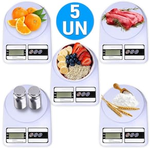 Kit 5 Balanças De Cozinha Digital 10kg Alta Precisão Função Tara Dieta Confeitaria Pesar Alimentos Marmita
