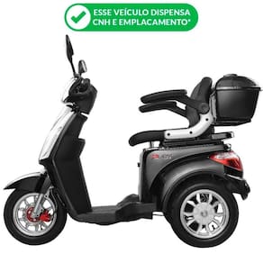 Triciclo Elétrico Autopropelido 1000W Lítio Ré Alarme Eko-10 Pró Preto